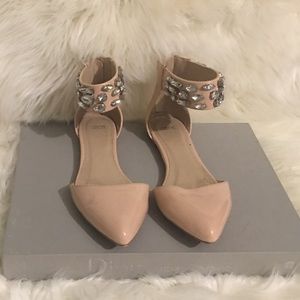 Jeweled strap ASOS blush/nude pointy flats
